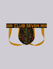Men's black and gold patterned jockstraps with pouch 