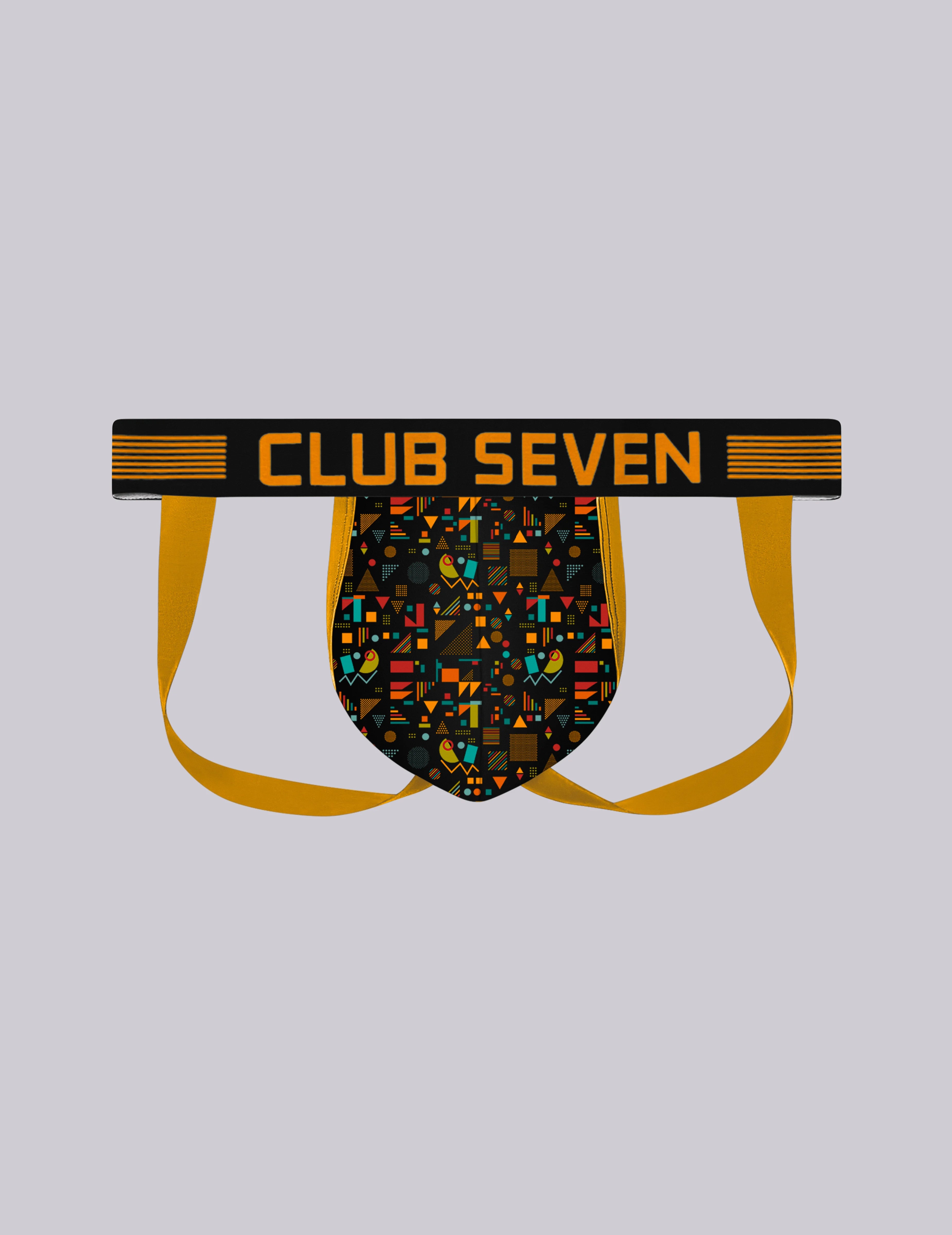 Men's black and gold patterned jockstraps with pouch 