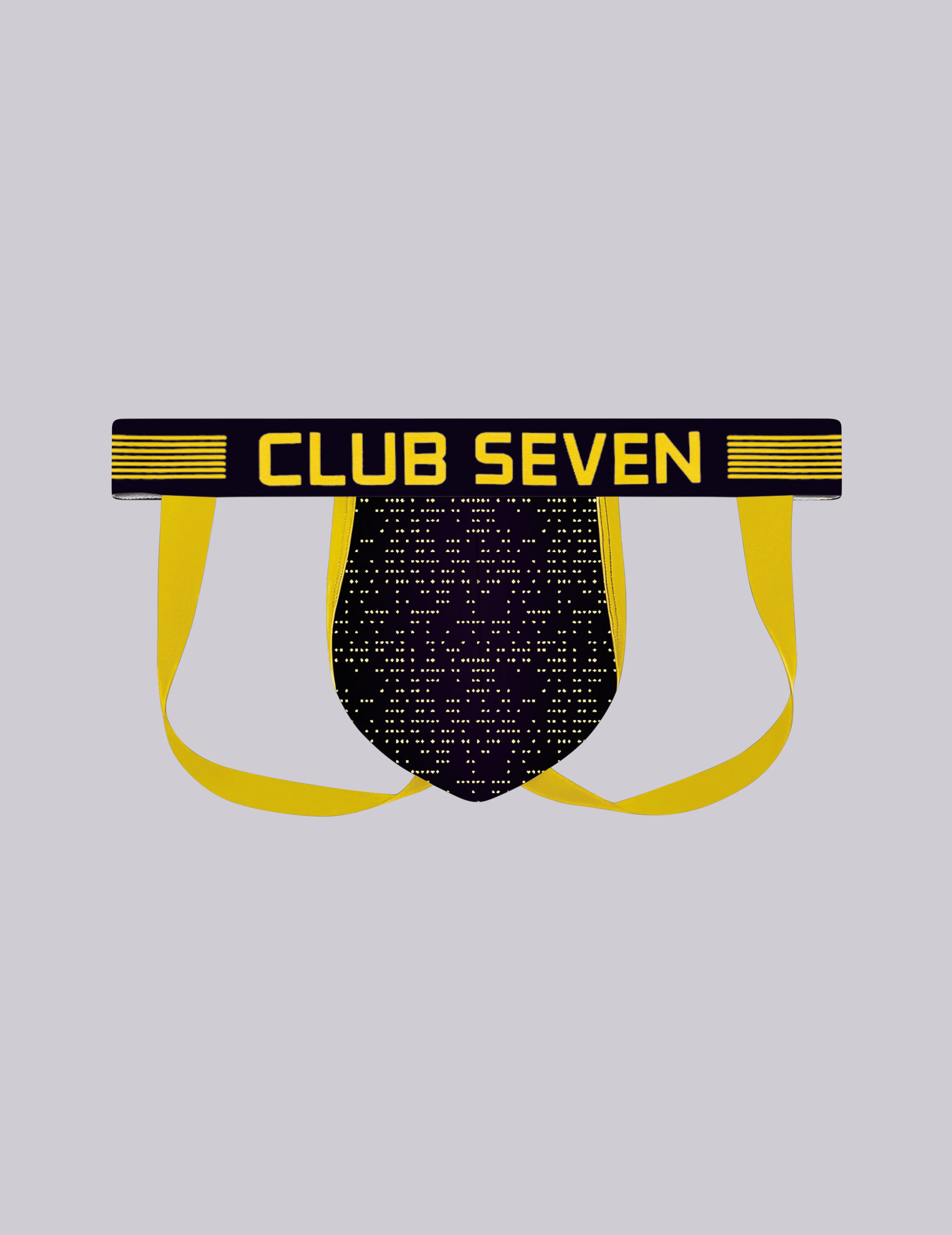 Men's black and gold patterned jockstraps underwear with a big pouch  