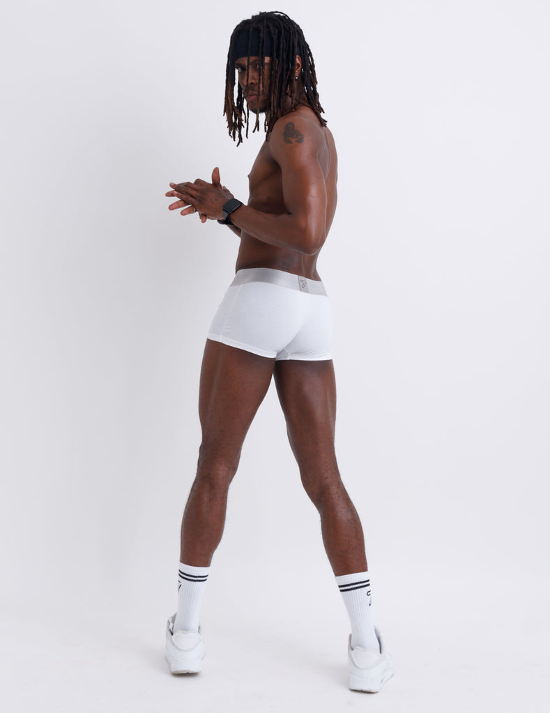 Men's White Underwear - Men white trunks underwear -  bulge underwear - Club Seven Underwear - Just Wear underwear - box underwear